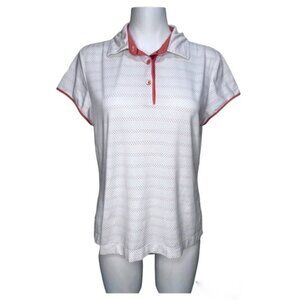 Tommy Bahama White Striped Golf Shirt Size Large